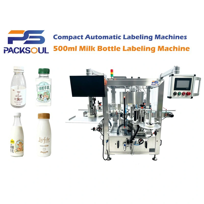 Máquina rotuladora de garrafas de leite 500ml