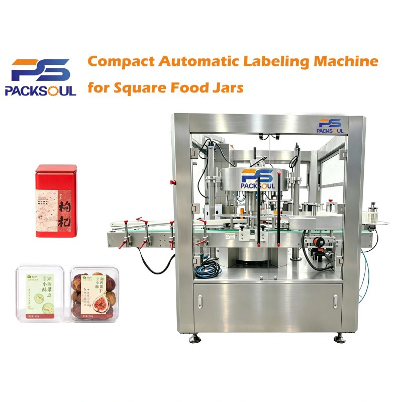 Máquina de rotulagem de potes quadrados para alimentos